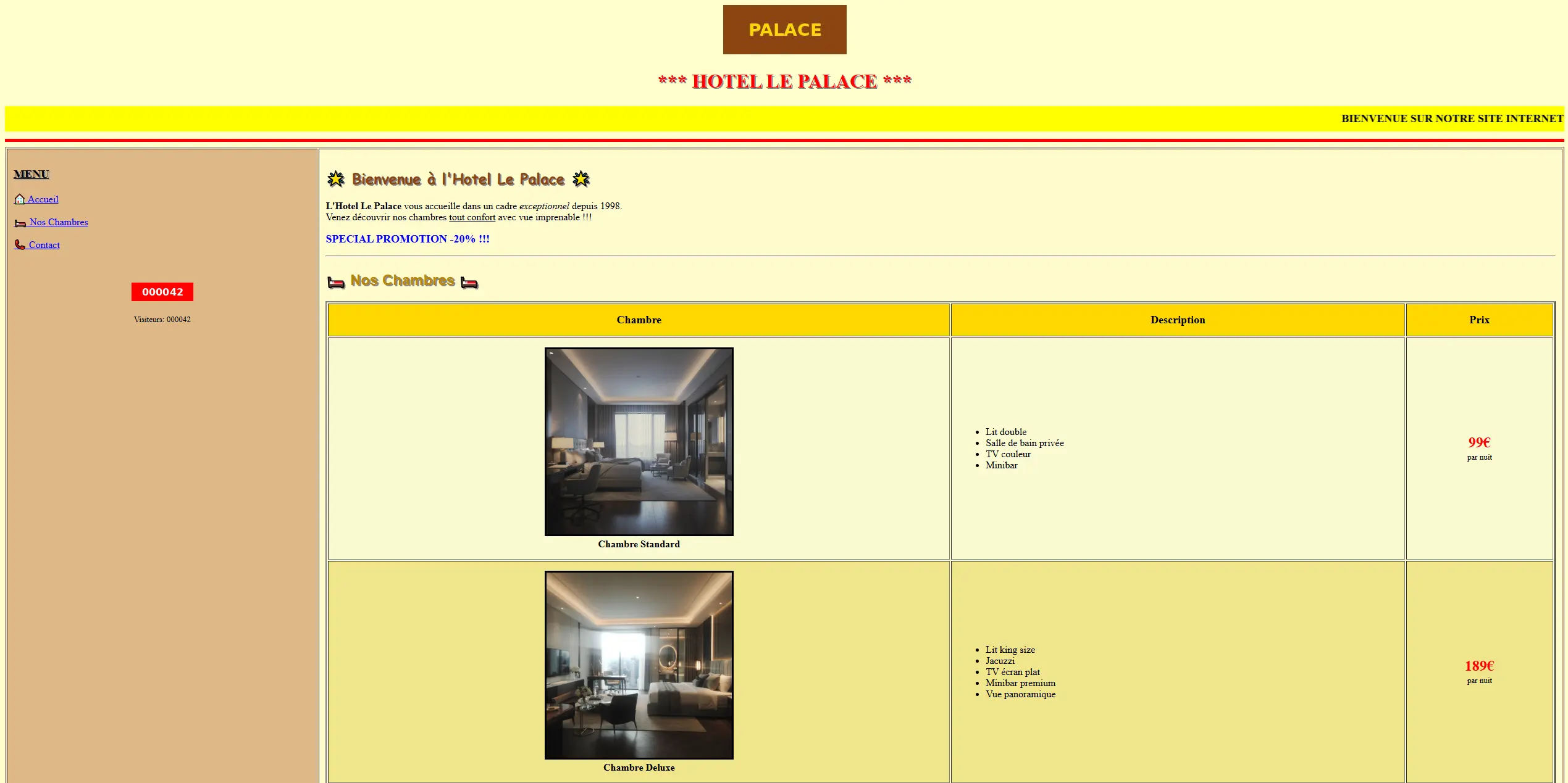 Image site internet obsolète hotel